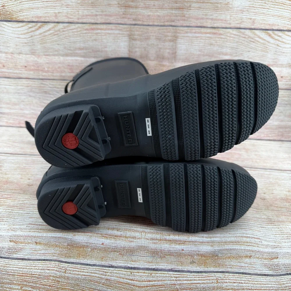 Hunter Original Short Back Adjustable Rain Boots Black WFS1013RMA‎ Womens 10